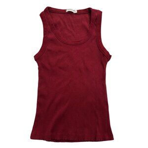 Stradivarius Ribbed Racerback Tank Top in Red